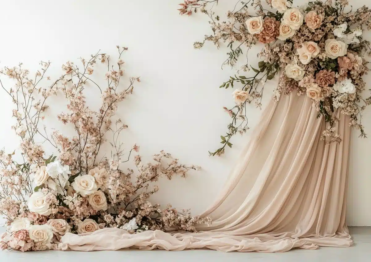 Boho Floral Wedding Backdrop Midjourney提示词
