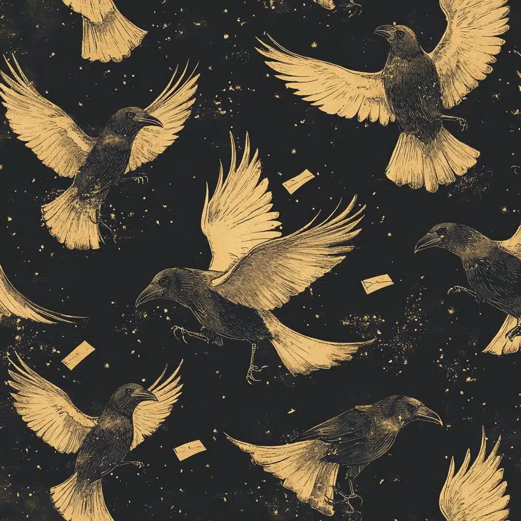 Mystical Ravens with Scrolls Midjourney提示词