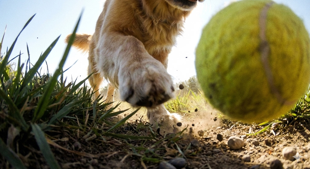 Golden Retriever Dog Playing Tennis Ball - Outdoor Action Nano Banana提示词