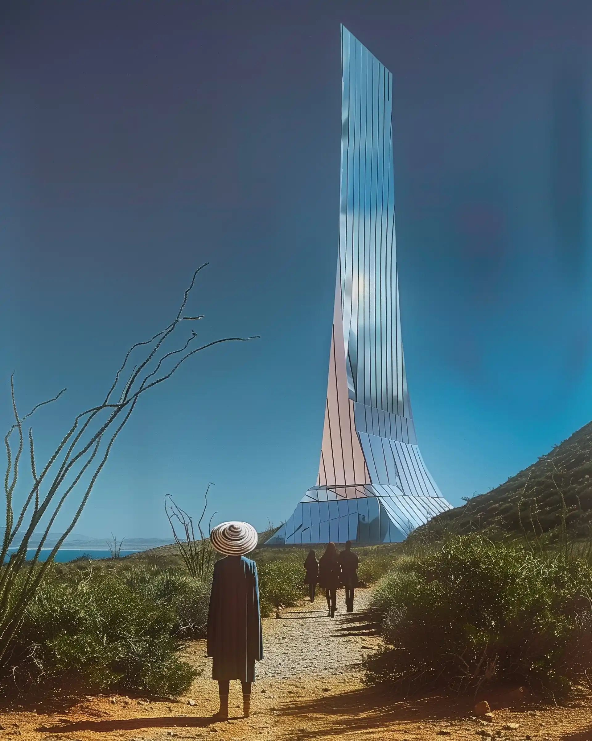 Surreal Desert Mirrors Midjourney提示词