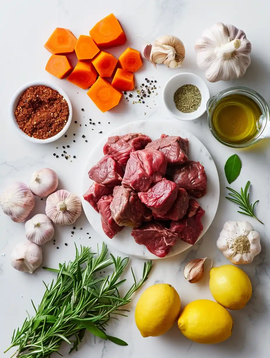 Beef Ingredients Close-Up Midjourney提示词