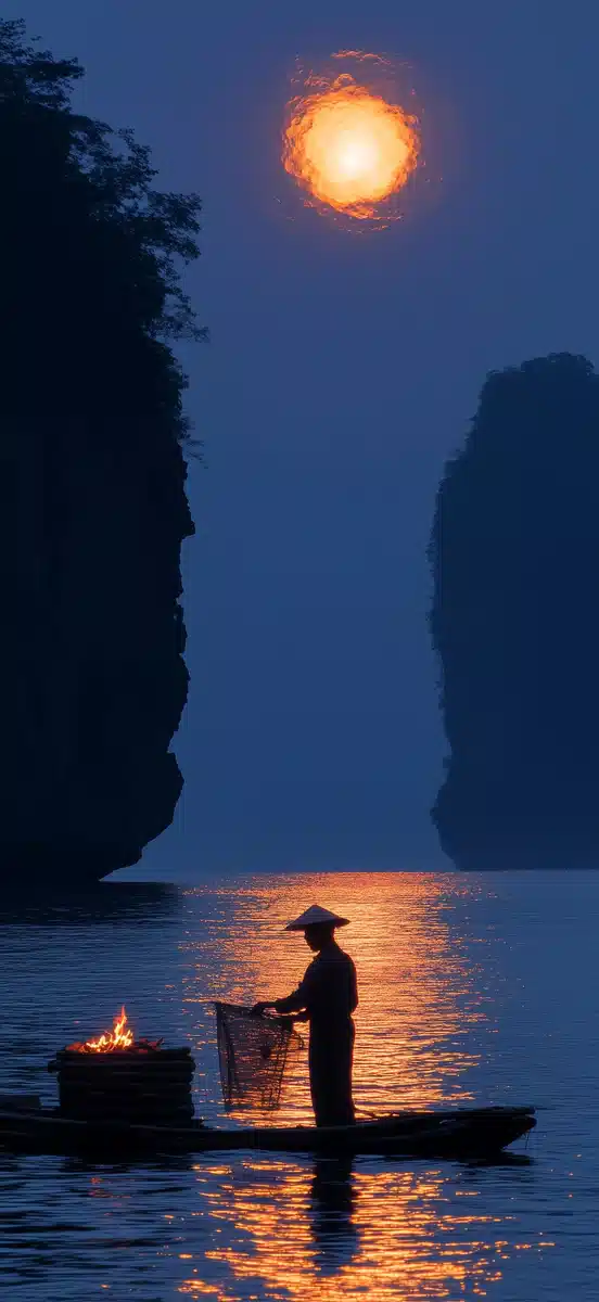 Twilight Li River Scene Midjourney提示词