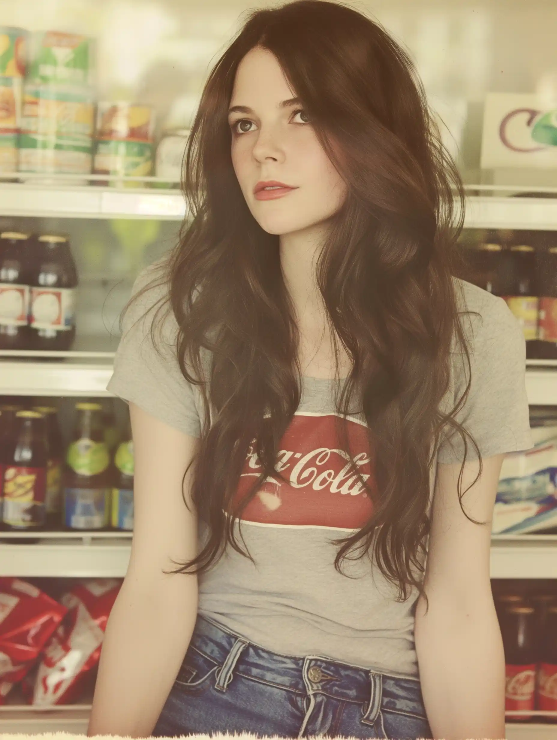 Retro Woman in Store Midjourney提示词