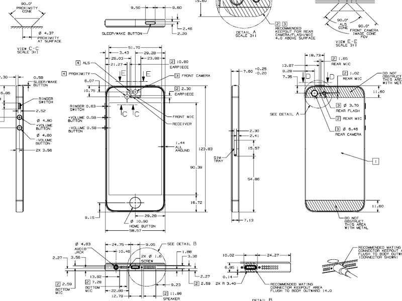iPhone&nbsp;5&nbsp;官方最新&nbsp;CAD&nbsp;设计图&nbsp;