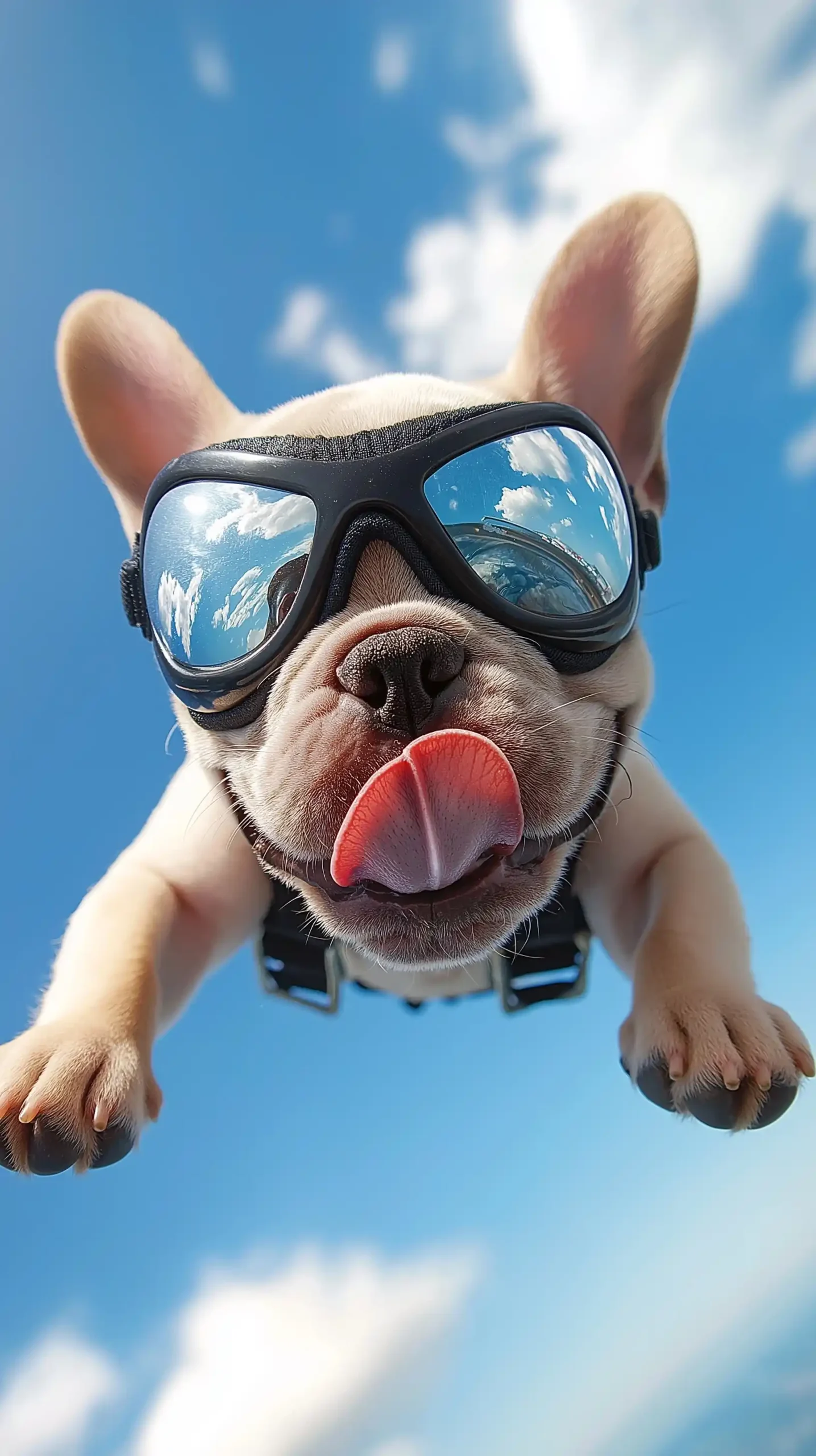 Skydiving Bulldog in Motion Midjourney提示词