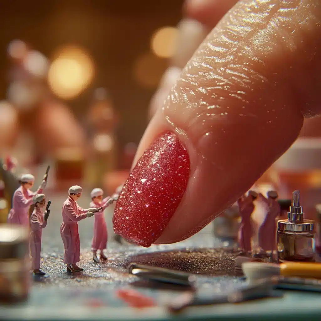 Hyper-Realistic Nail Art Scene Midjourney提示词
