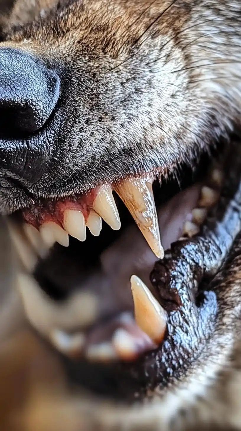 Close-Up Gray Wolf Mouth Midjourney提示词