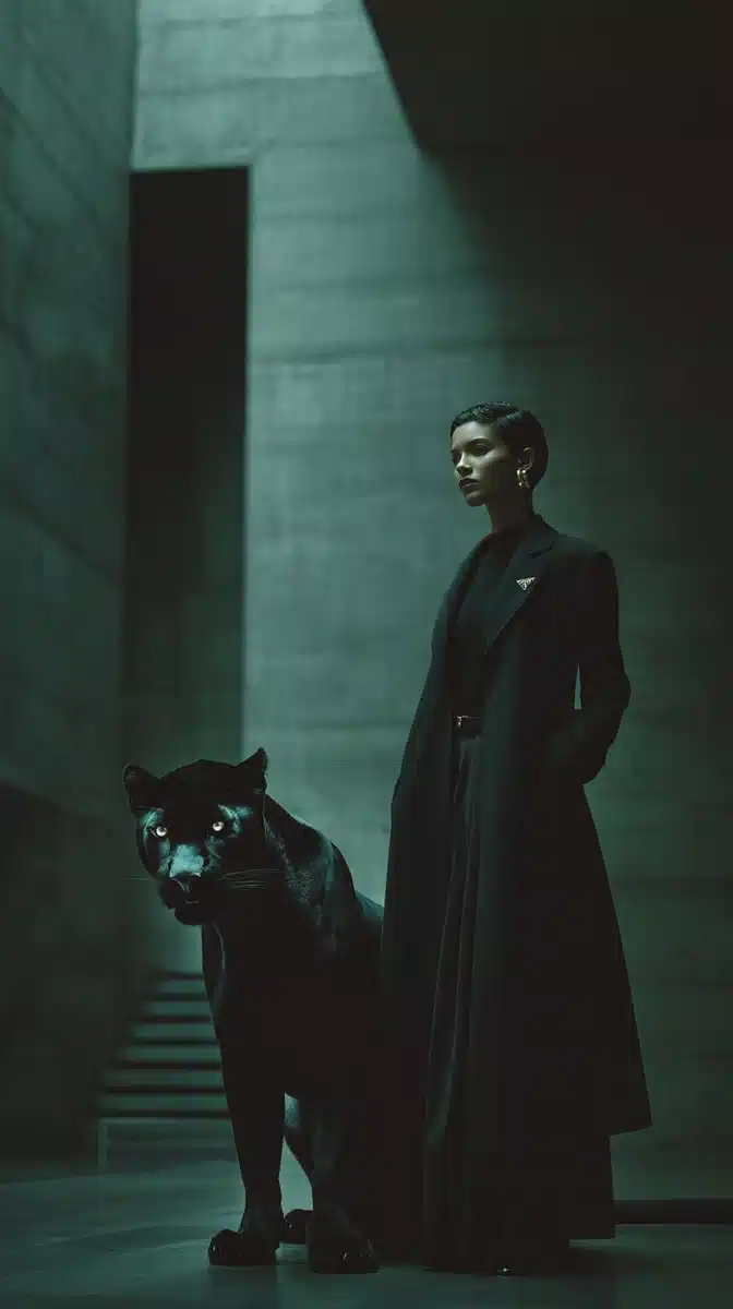 Hyper-Realistic PRADA Panther Portrait Midjourney提示词