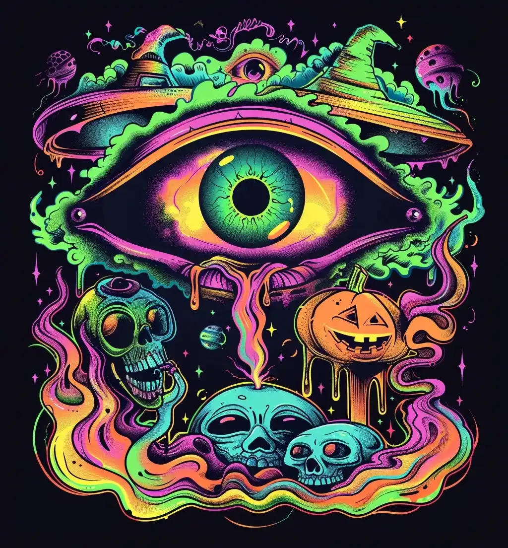 Psychedelic Alien Eye Trip Midjourney提示词