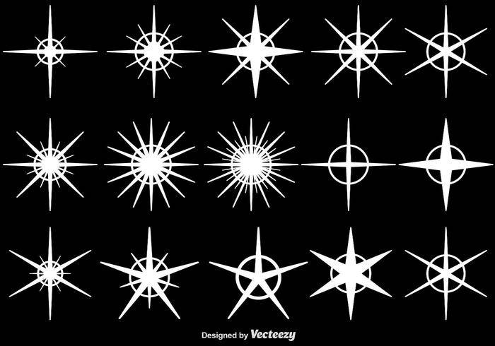 白色星星平面矢量图标集合