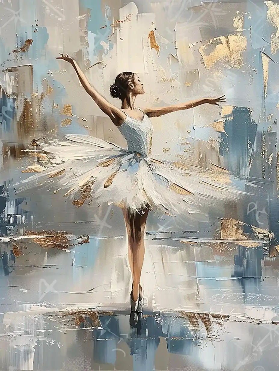 Oil Ballerina in Dreamy Water Midjourney提示词