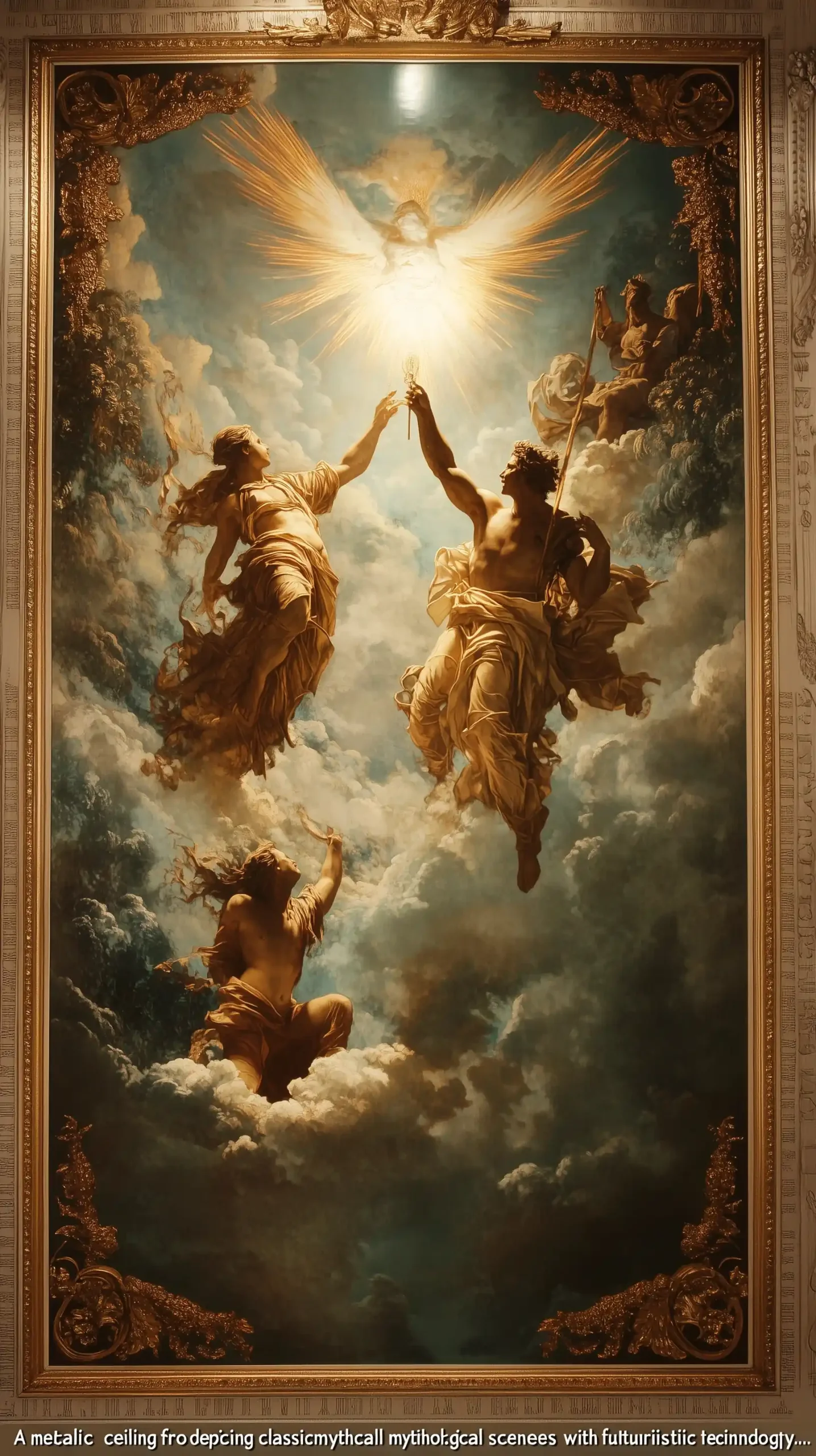 Futuristic Mythology Ceiling Fresco Midjourney提示词