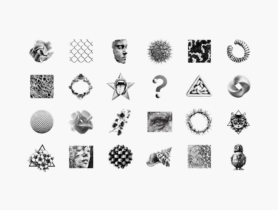 Dithering Bitmap Vector Shapes Collection未来主义，科幻和古代文明在这个包里等着你。