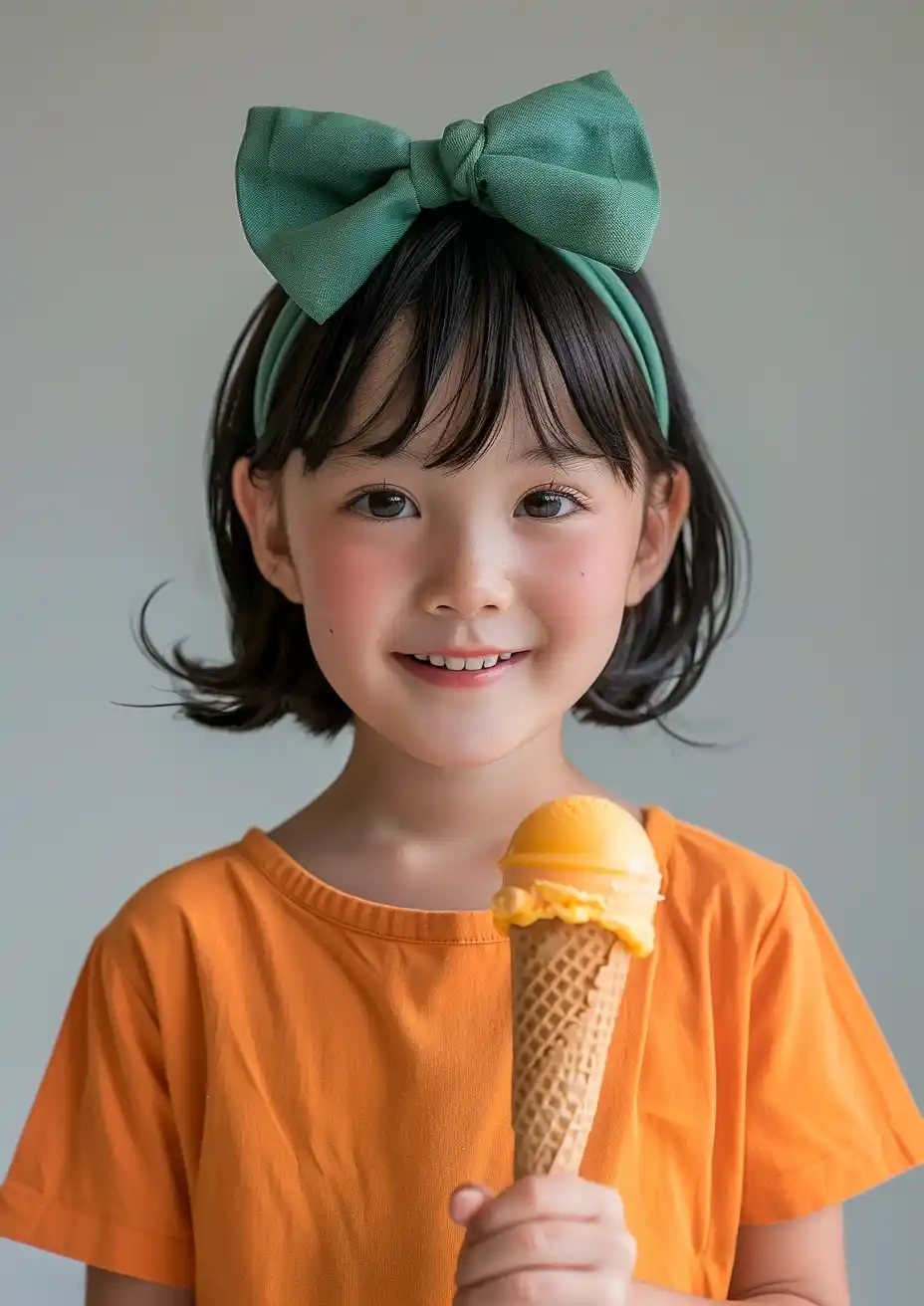 Fashionable Asian Girl with Ice Cream Midjourney 提示词生成效果