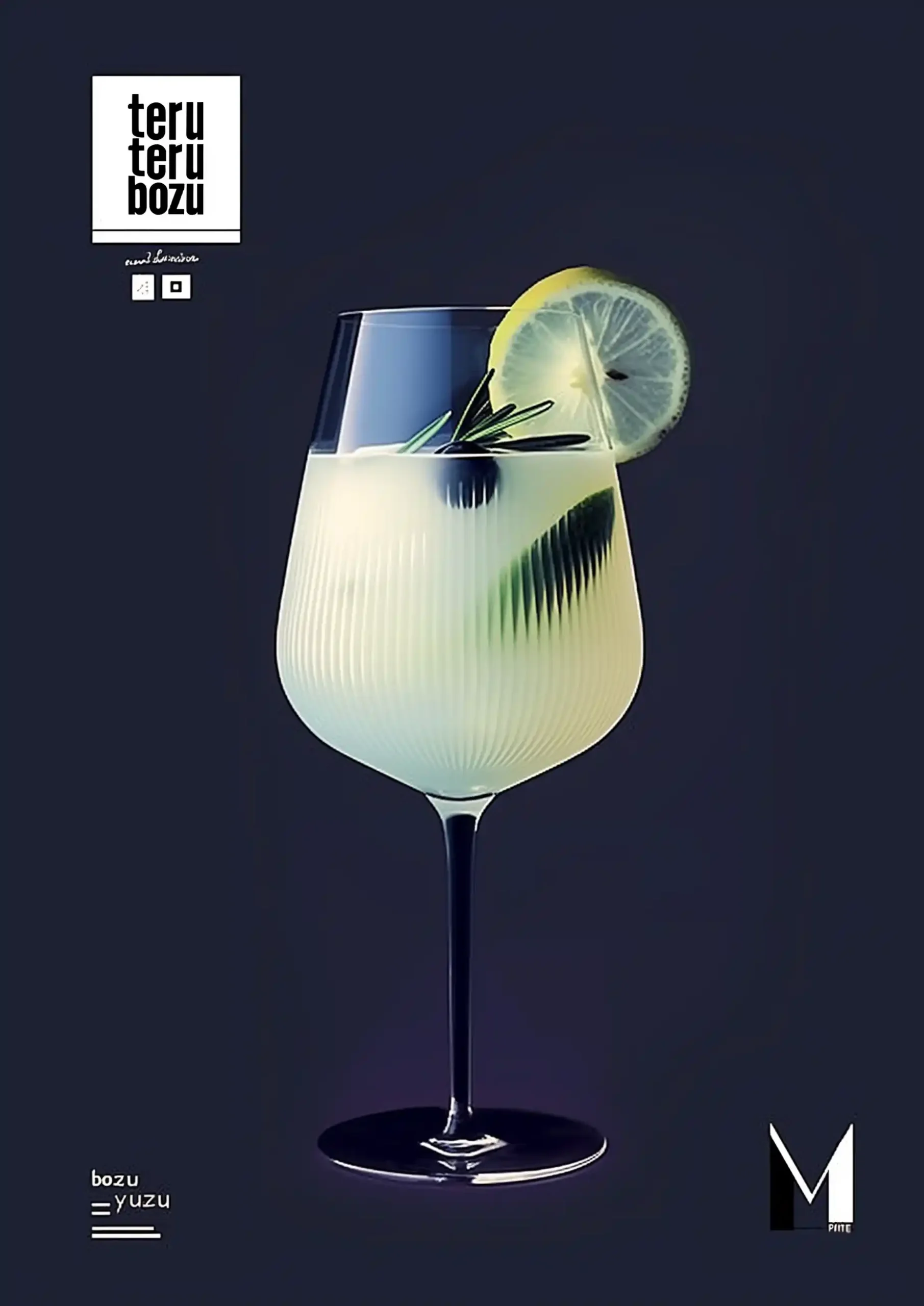 Minimal Yuzu Cocktail Poster Midjourney提示词