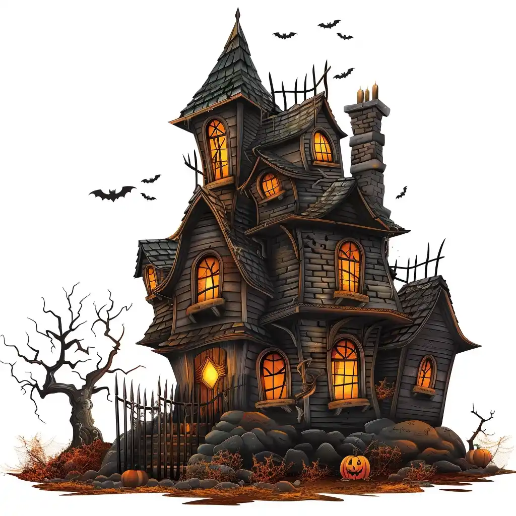 Haunted House Clip Art Midjourney 提示词生成效果
