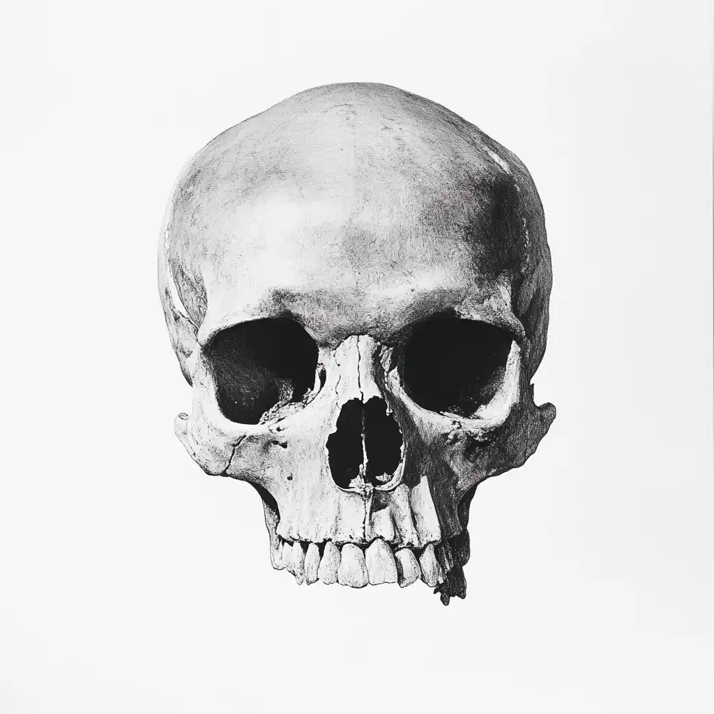 Raw Full-Body Skull Illustration Midjourney提示词