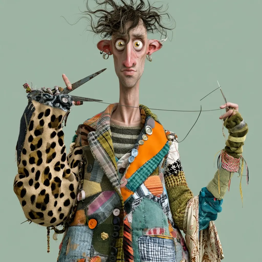 Patchwork Tailor Portrait Midjourney提示词