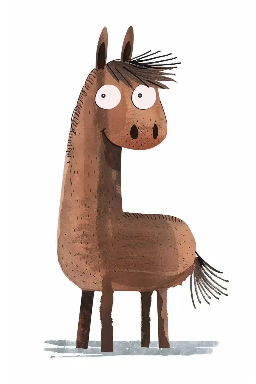 Whimsical Cartoon Horse Midjourney提示词