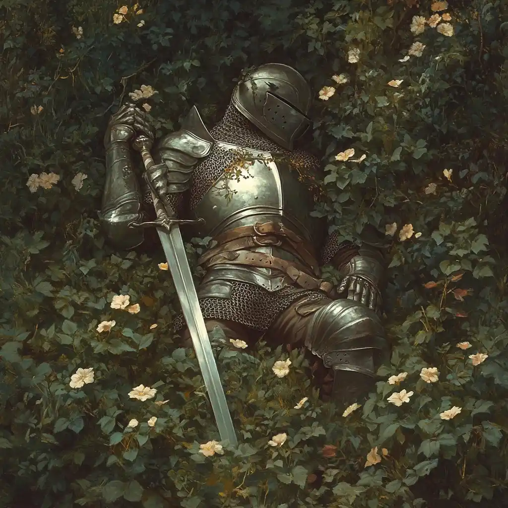 Photorealistic Knight in Ivy Midjourney提示词