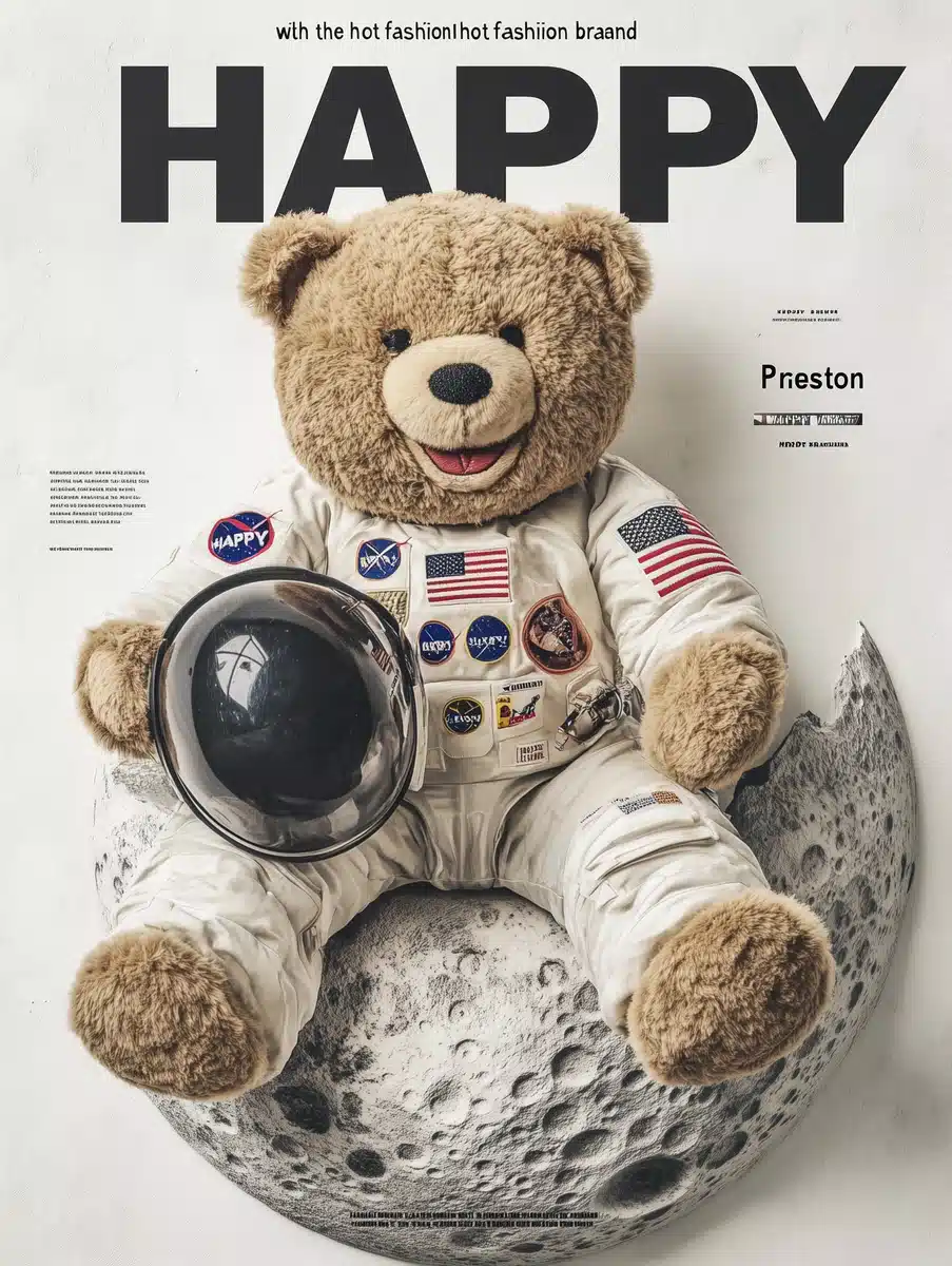 Astronaut Teddy Bear on Moon Midjourney提示词