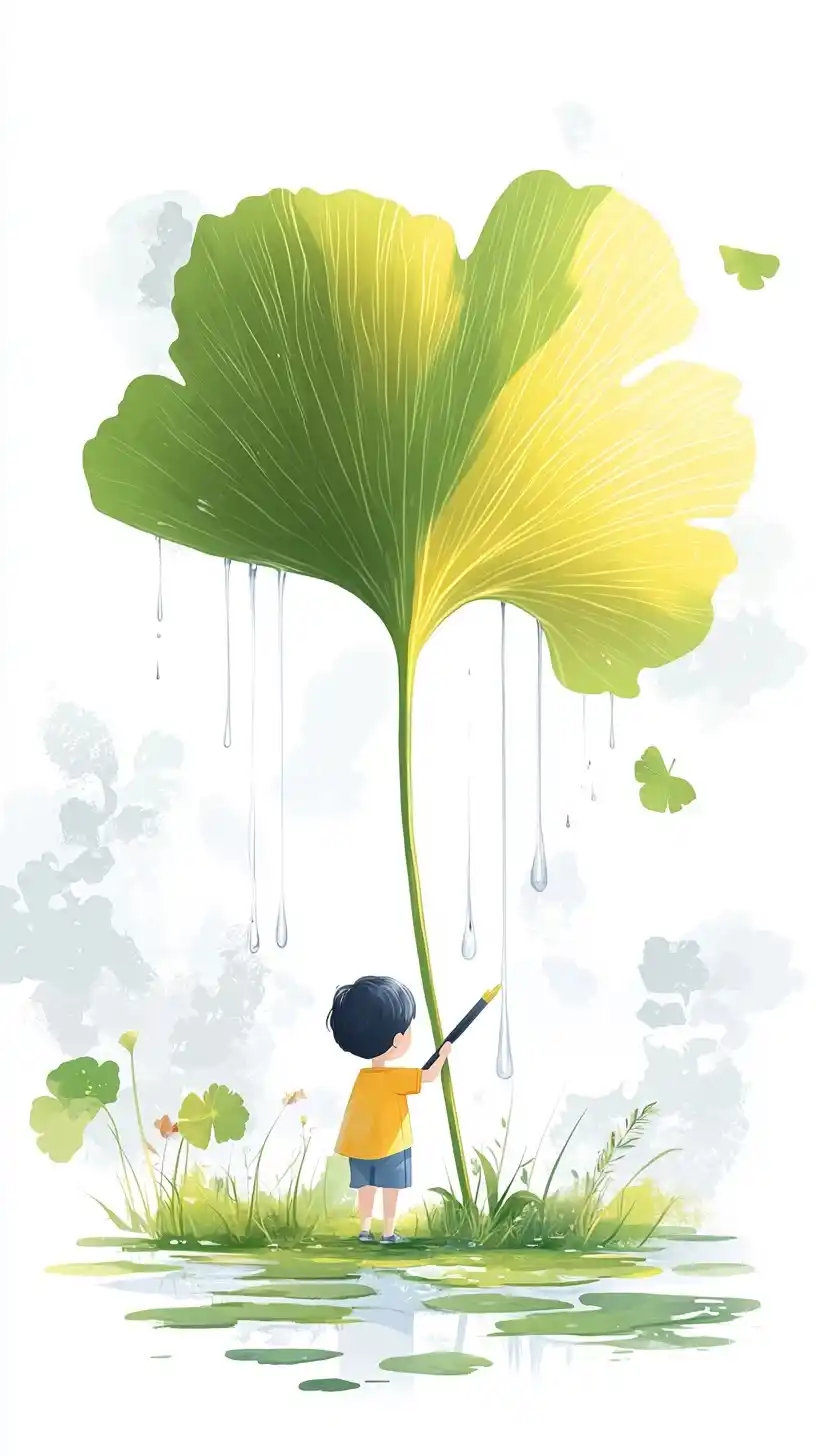Minimalist Boy with Ginkgo Midjourney提示词