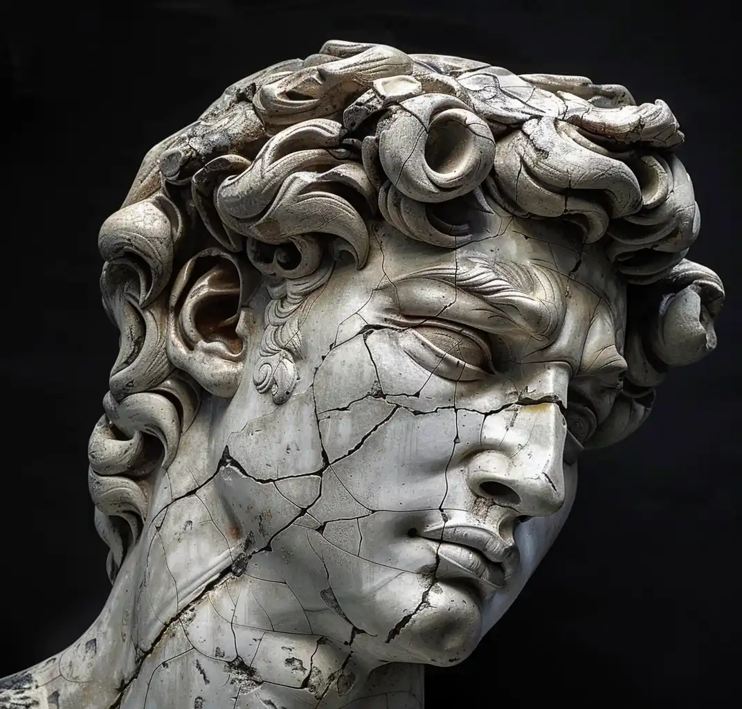 Fractured David in Clay Midjourney提示词