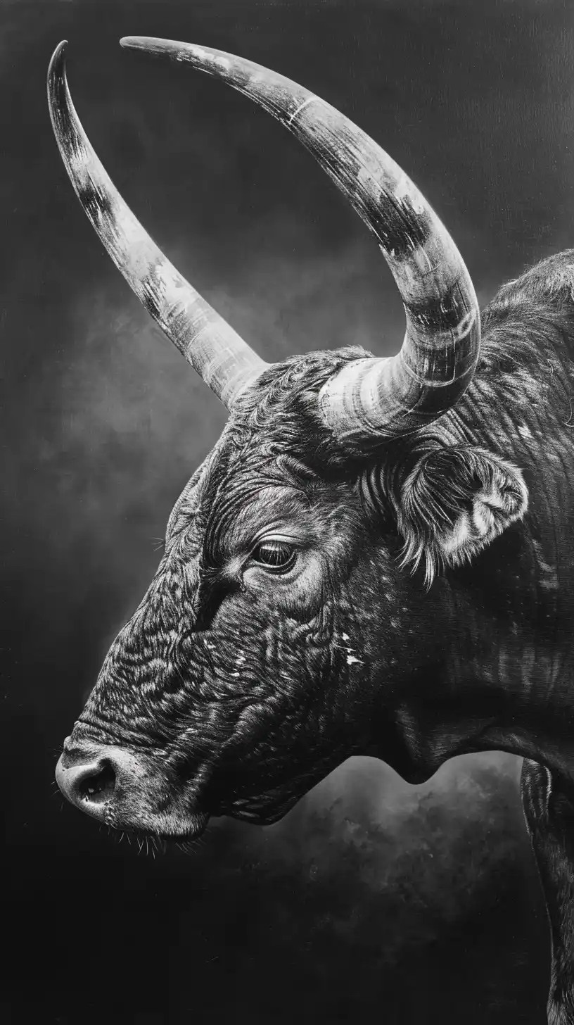 Detailed Longhorn Profile Midjourney提示词