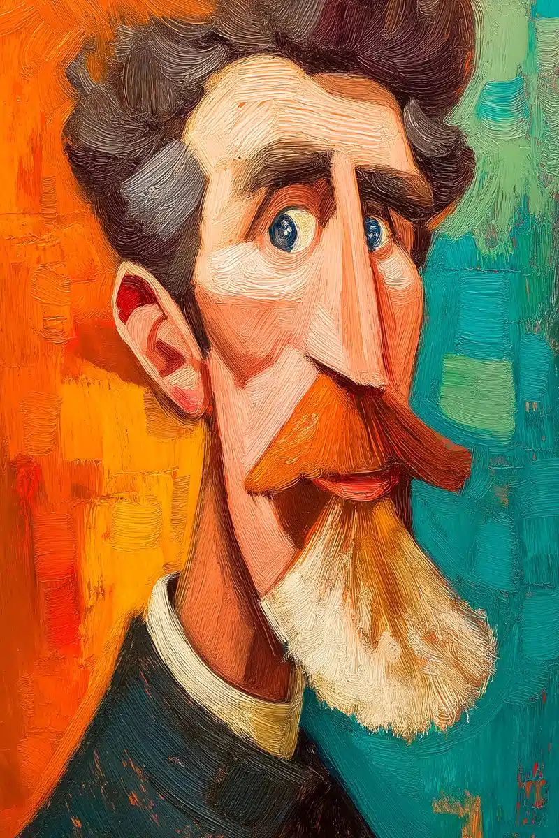 Modigliani Bearded Man Portrait Midjourney提示词