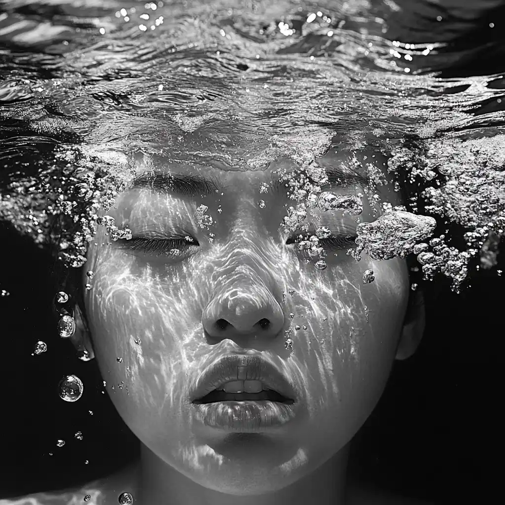 Opaque Underwater Woman Portrait Midjourney提示词