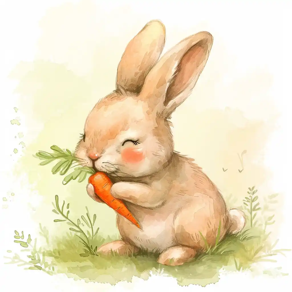 Animated Watercolor Rabbit Midjourney提示词