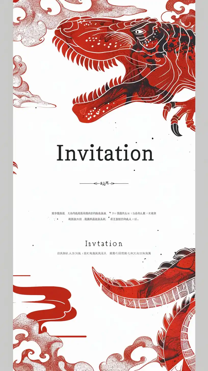 Ink Dino Invitation Card Midjourney 提示词生成效果