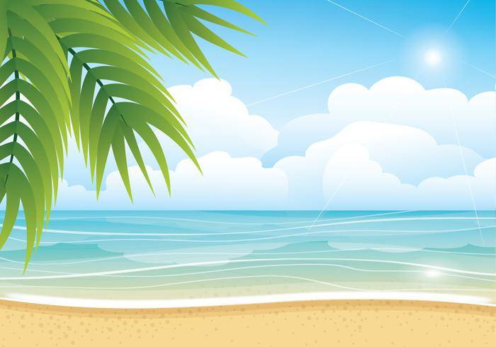 热带夏季海滩矢量背景