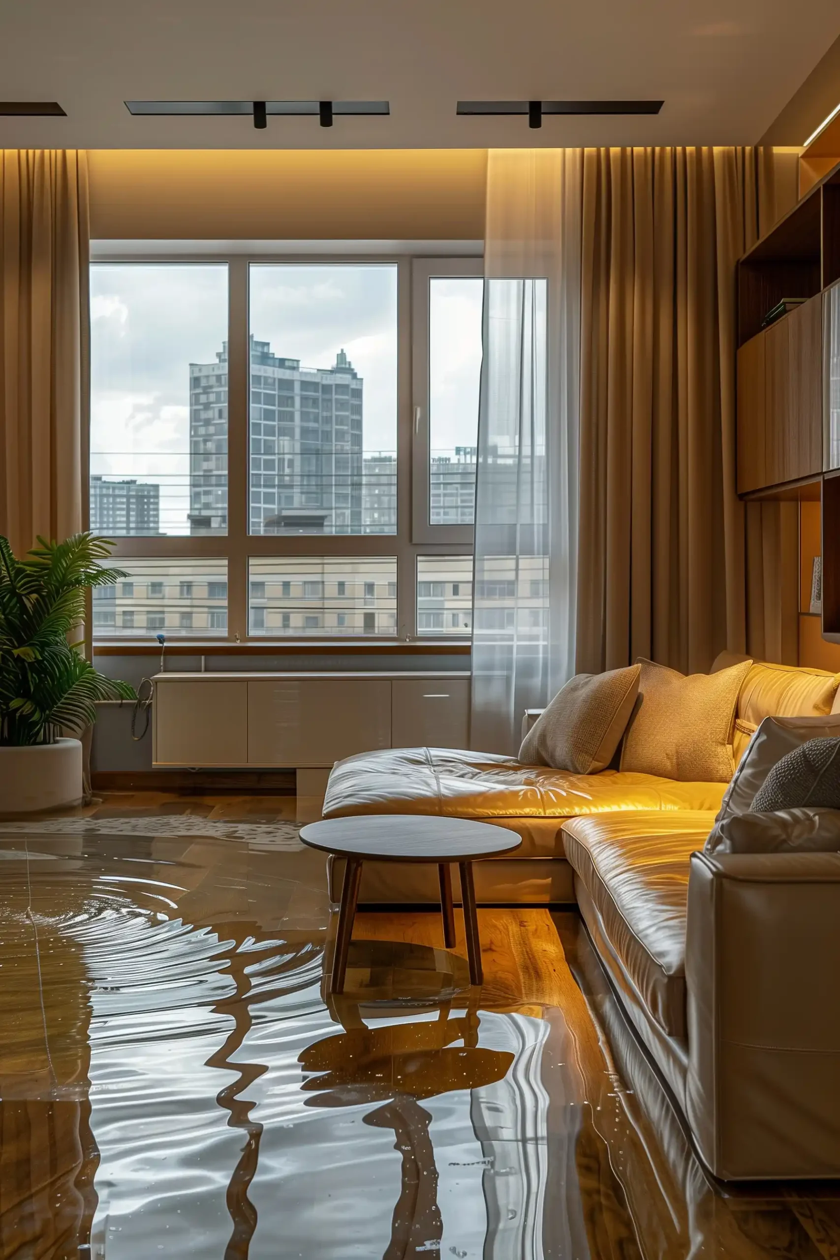 Minimalist Flooded Living Room Midjourney提示词
