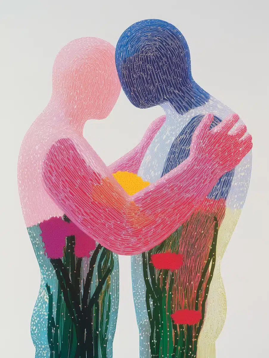 Floral Embrace Illustration Midjourney提示词