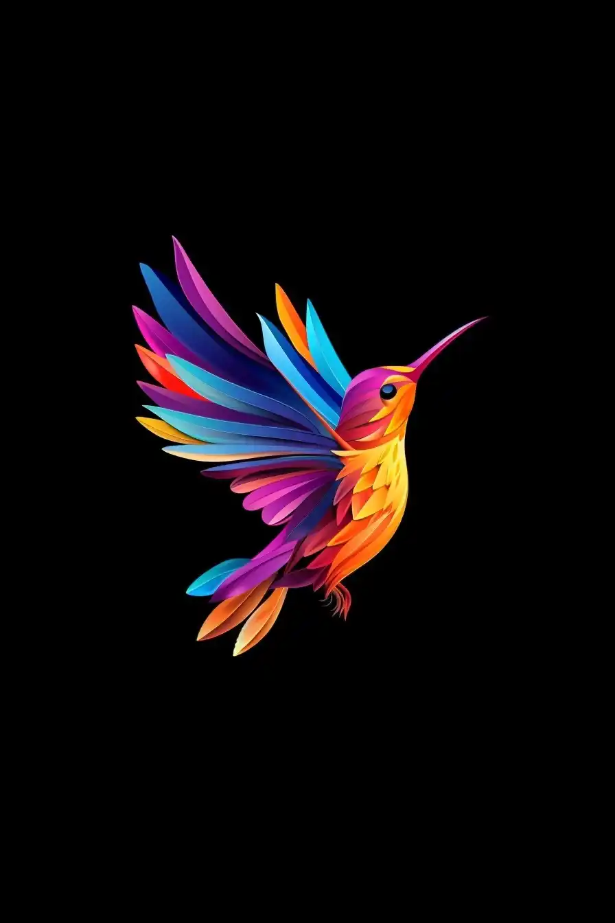 Vector Hummingbird Colorful 3D Midjourney提示词