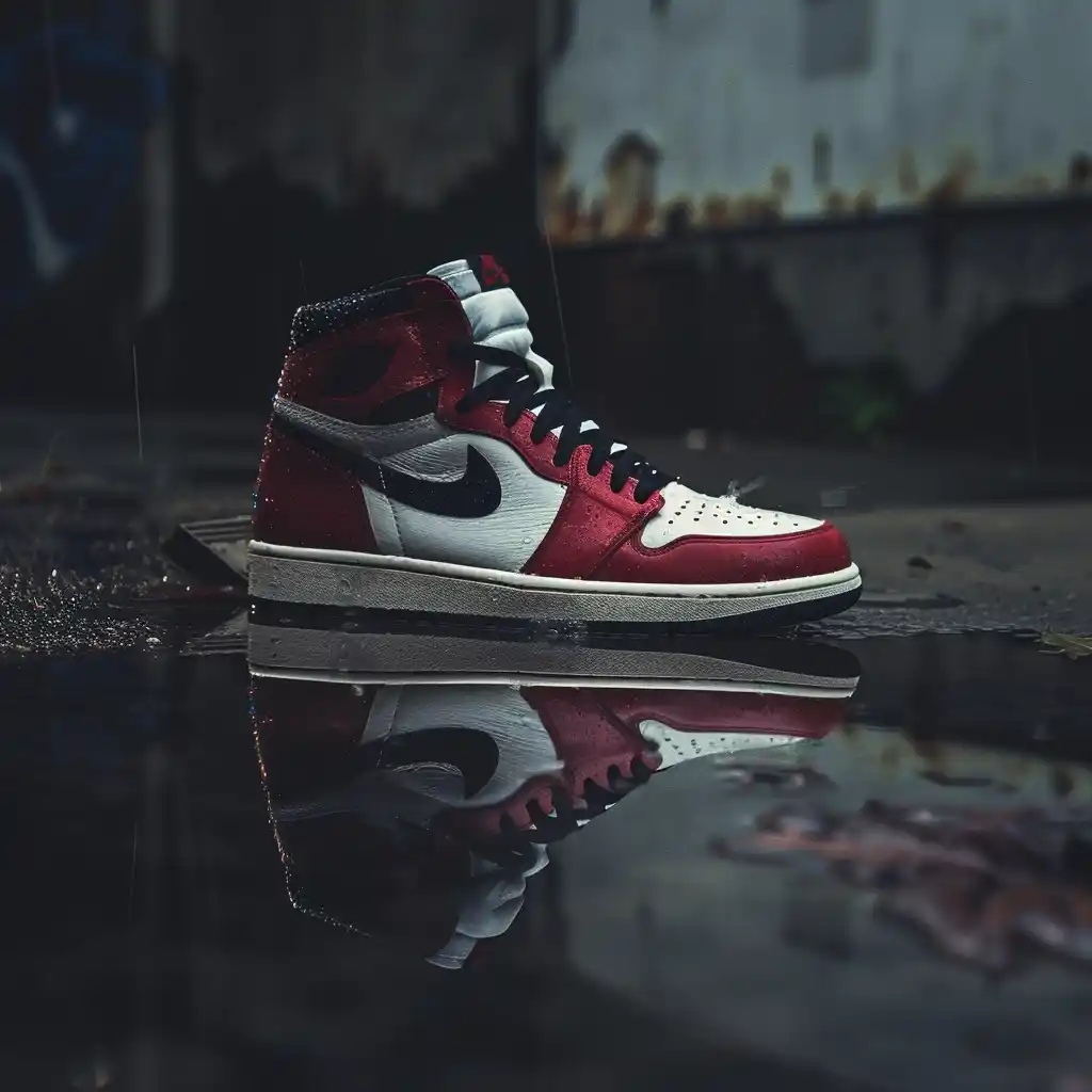 Jordan 1 Chicago Shoe Reflection Midjourney提示词