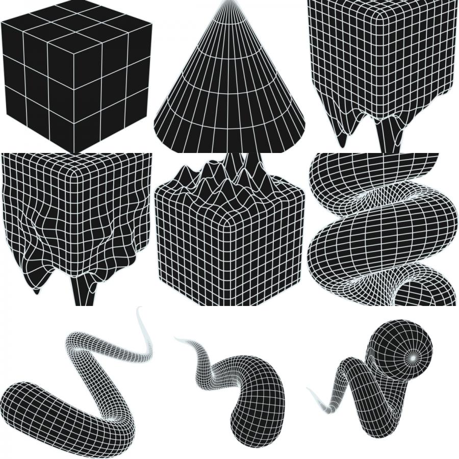 潮流抽象赛博朋克3d立体几何点线面机能图形曲线图案PNG设计素材