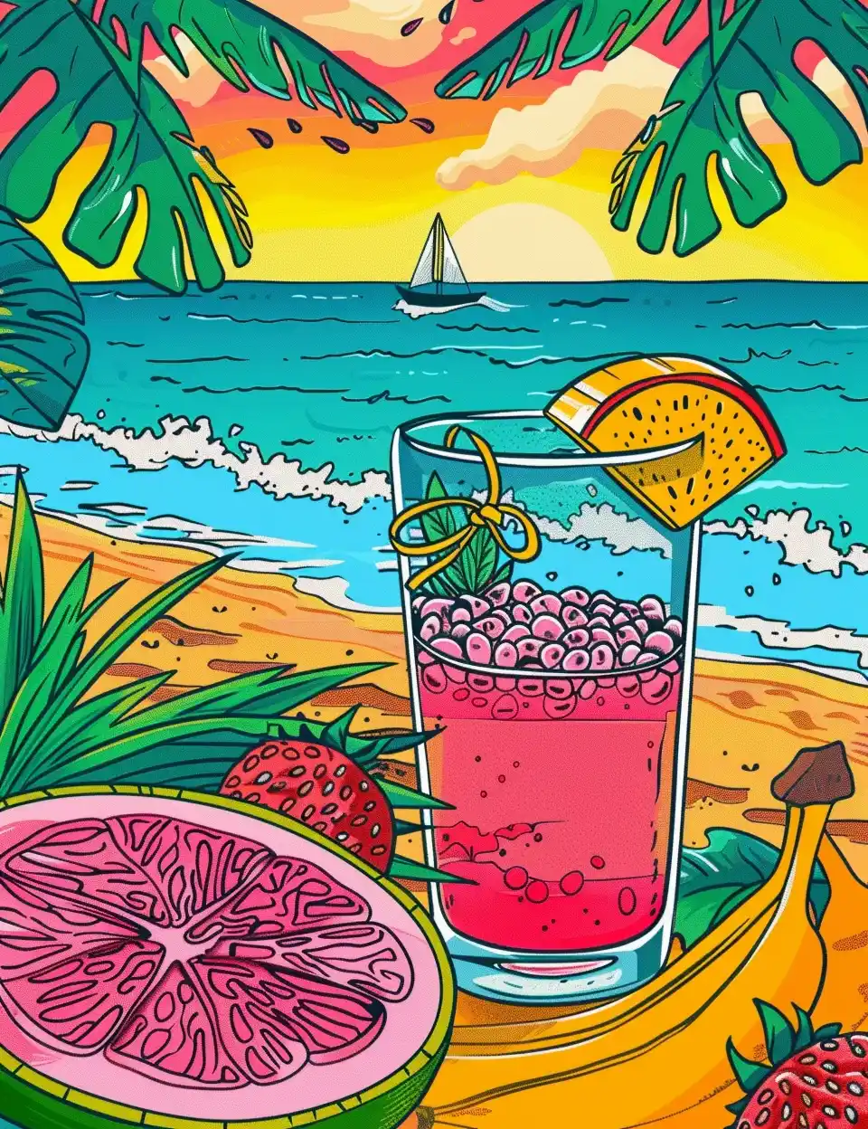 Vivid Summer Coloring Pages Midjourney提示词