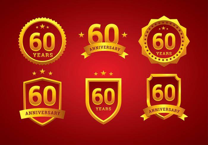 60周年标志金免费矢量