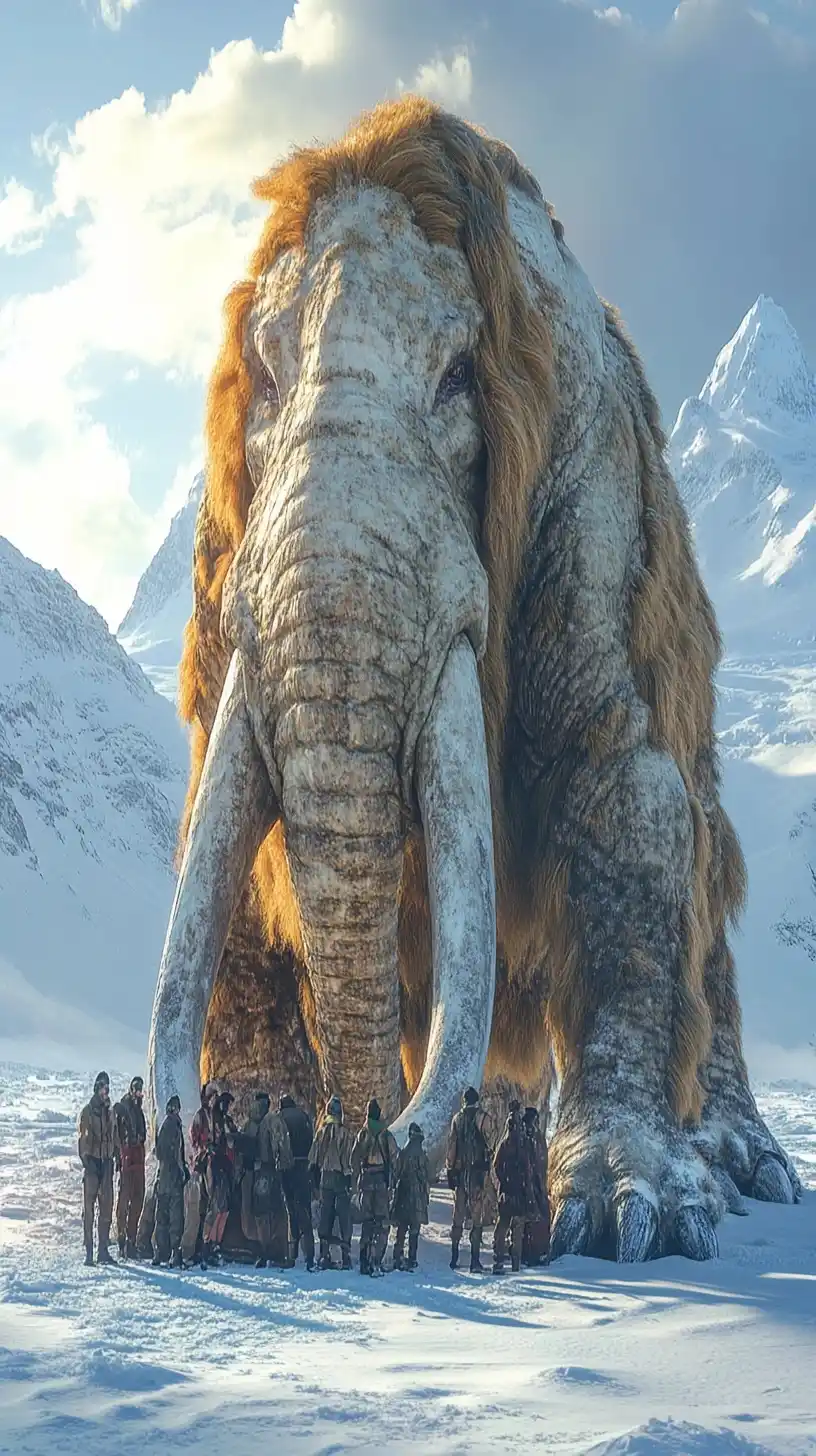 Mastodon Encounter at Sunrise Midjourney提示词