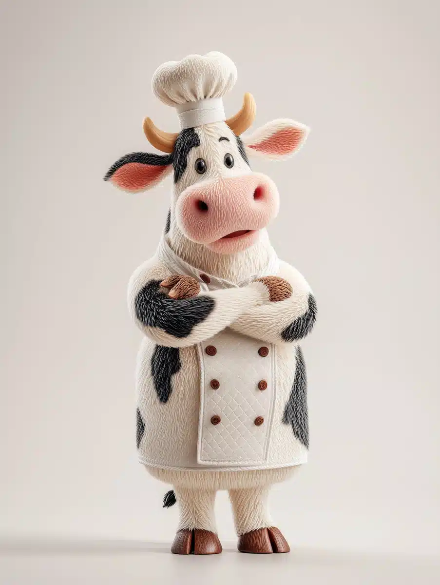 Animated Chef Cow Design Midjourney提示词