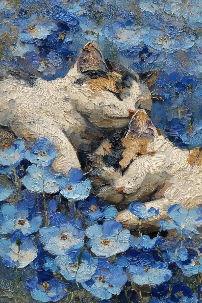Impasto Calico Folds Landscape Midjourney提示词