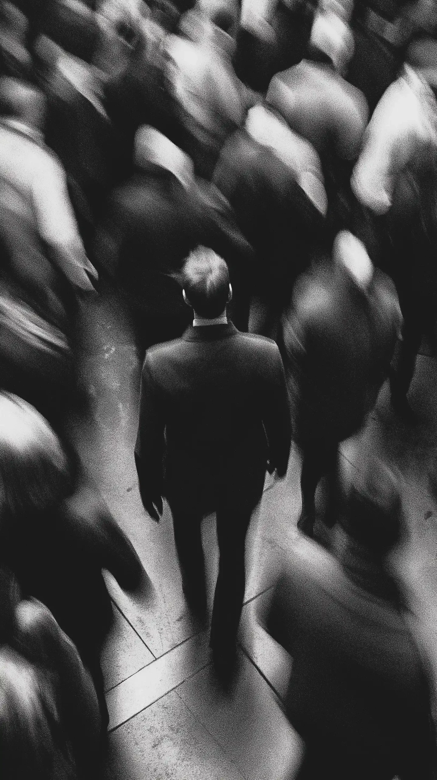 Blurred Man in Crowd Midjourney提示词
