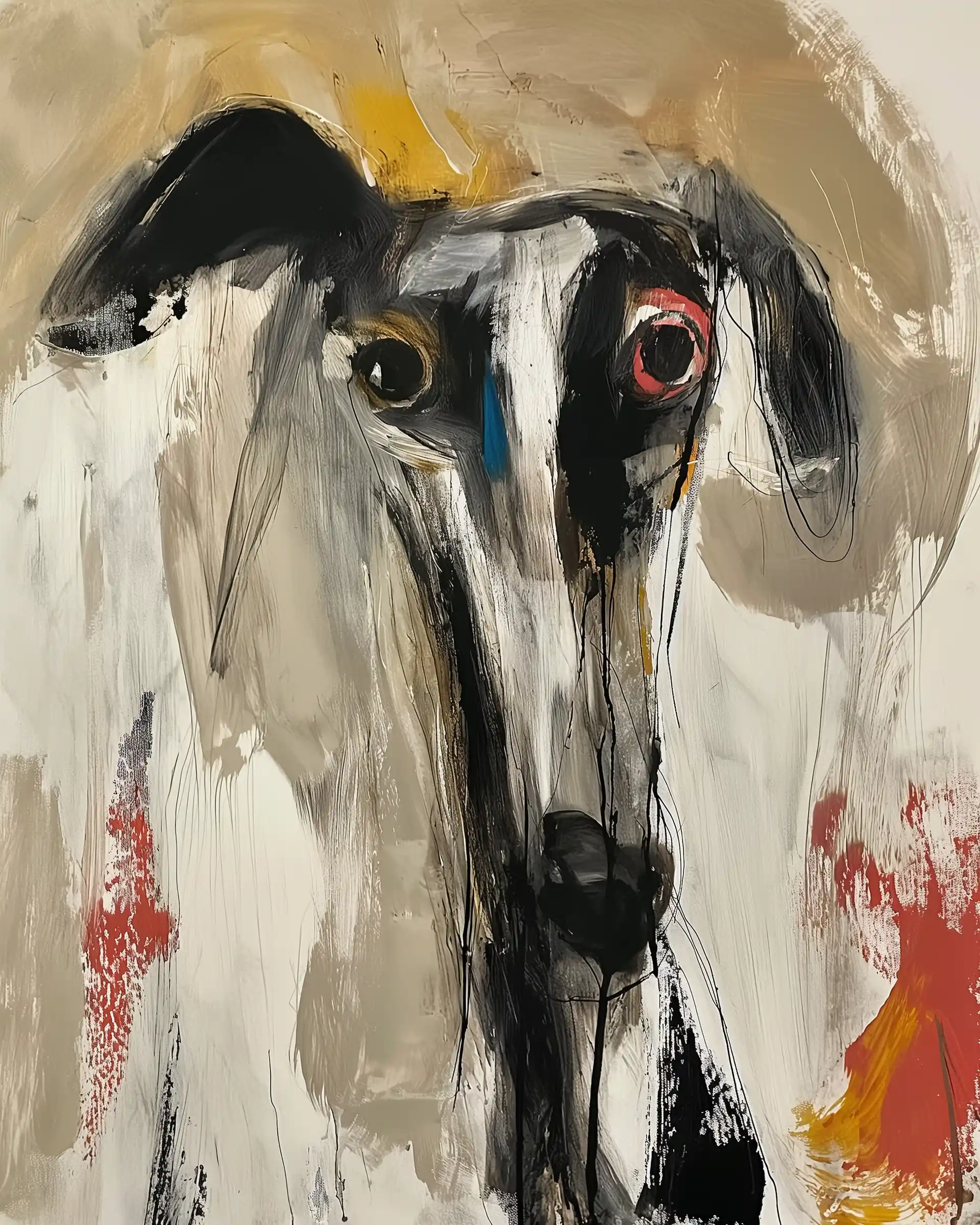 DeGrazia-Style Greyhound Portrait Midjourney提示词