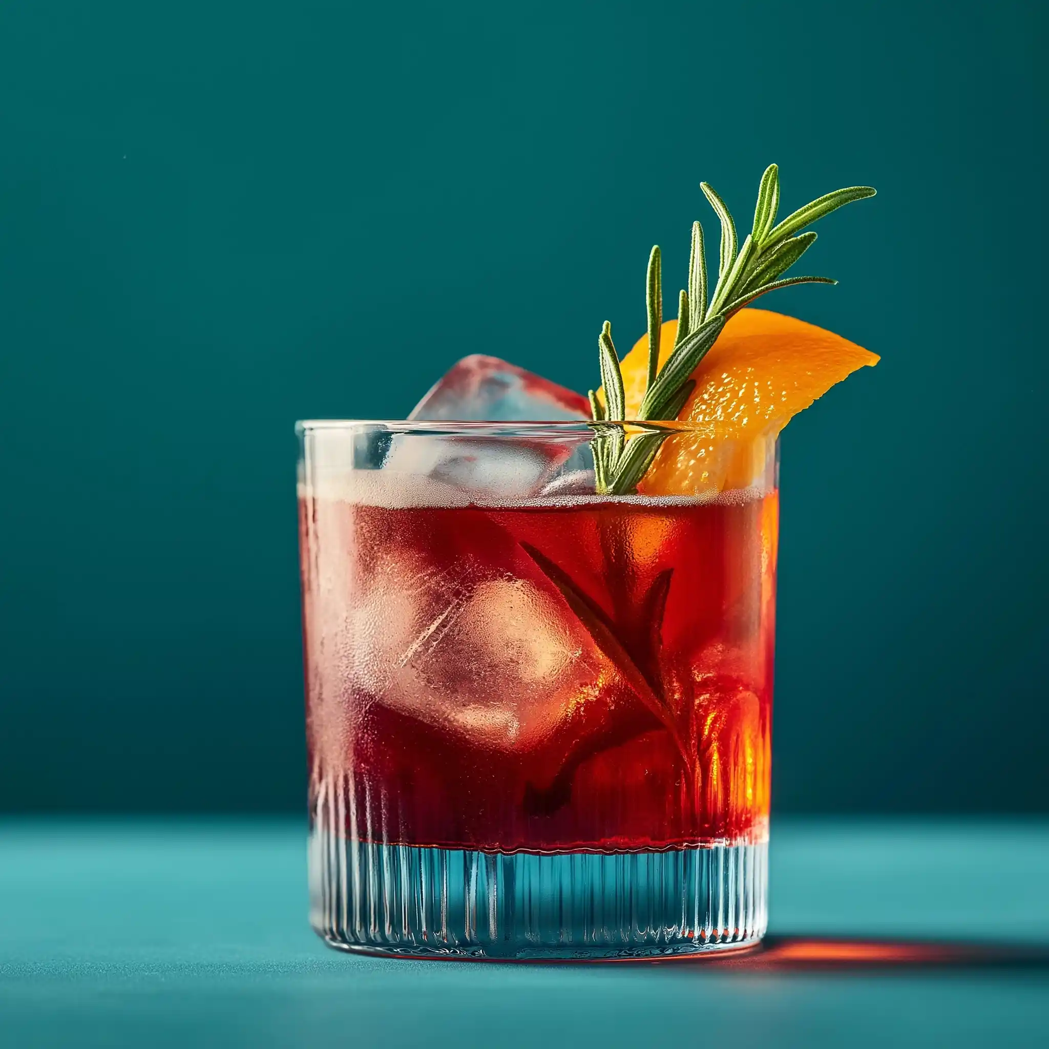 Cocktail with Garnish on Teal Midjourney提示词