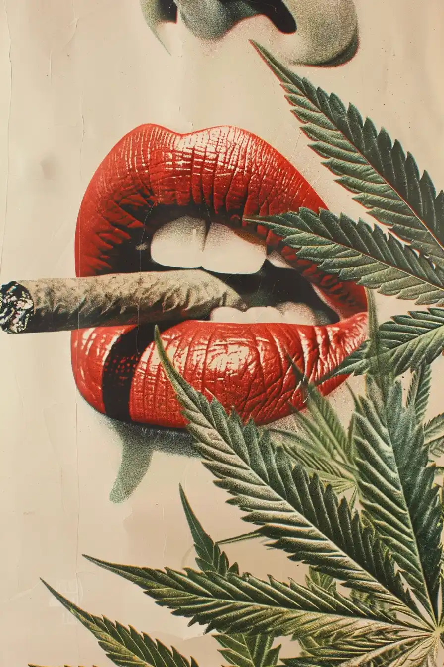Retro Cannabis Collage Midjourney提示词