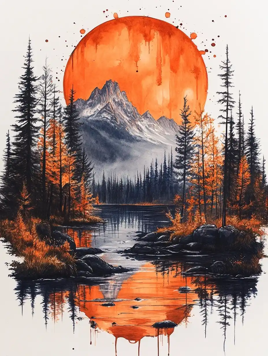 Evocative Landscape with Drips Midjourney提示词