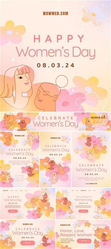 一套女性海报展板PSD格式202445