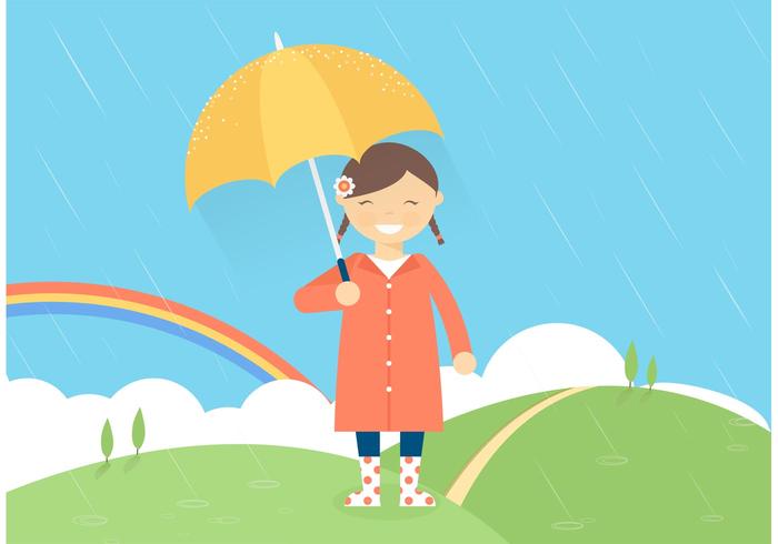 雨传染媒介例证的自由的女孩